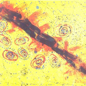 Yanjirlpirri or Napaljarri-Warnu Jukurrpa (Star or Seven Sisters Dreaming) by Alma Nungarrayi Granites (dec)