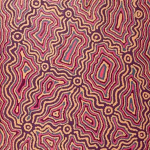 Lukarrara Jukurrpa (Desert Fringe-rush Seed Dreaming) by Jeresha Nungarrayi Morris