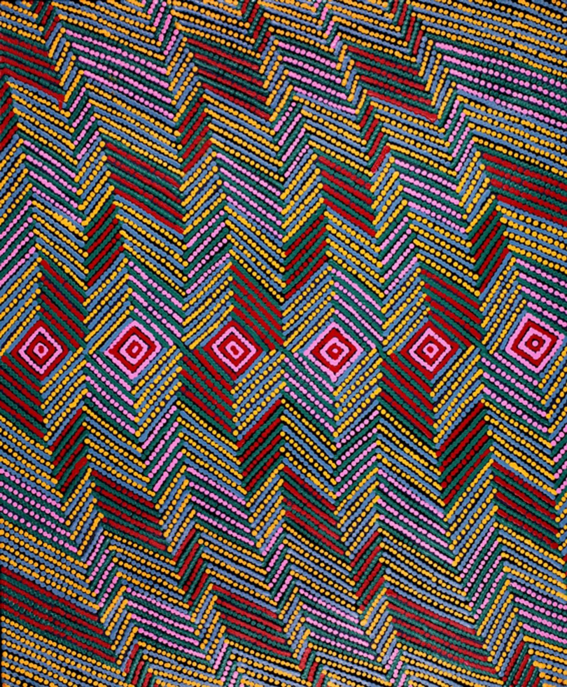 Lukarrara Jukurrpa (Desert Fringe-rush Seed Dreaming) by Gloria Napangardi Gill