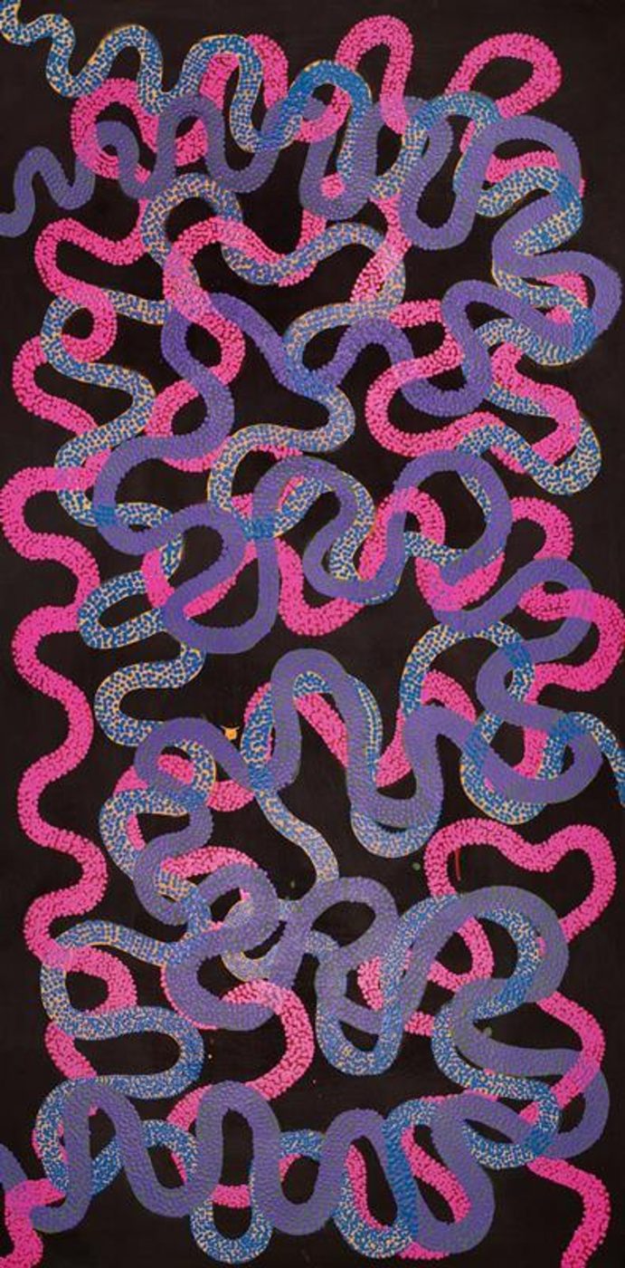 Warlukurlangu Jukurrpa (Fire country Dreaming) by Vanetta Nampijinpa Hudson