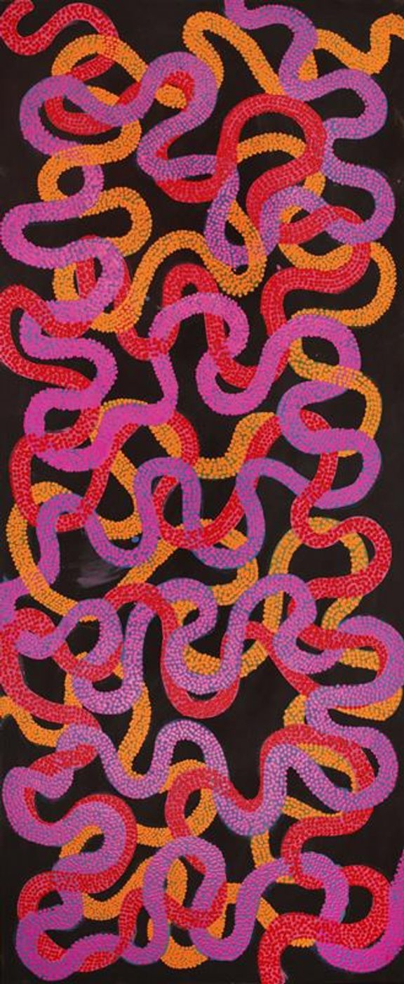 Warlukurlangu Jukurrpa (Fire country Dreaming) by Vanetta Nampijinpa Hudson