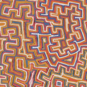 Lukarrara Jukurrpa (Desert Fringe-rush Seed Dreaming) by Pauline Napangardi Gallagher (dec)