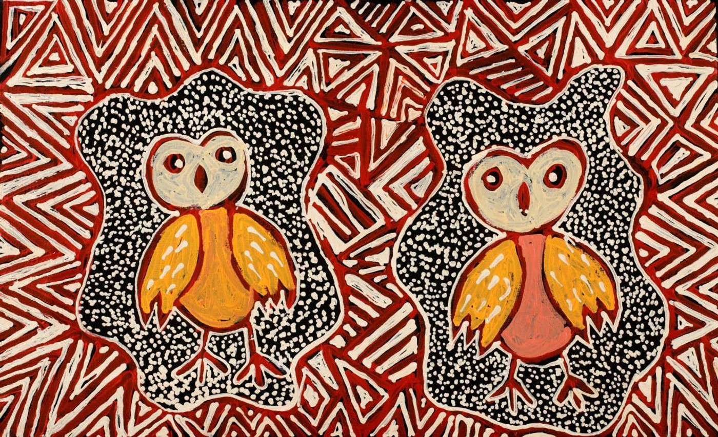 Jarlajirrpi Jukurrpa (Owlet Nightjar Dreaming) by Juliette Nampijinpa Brown
