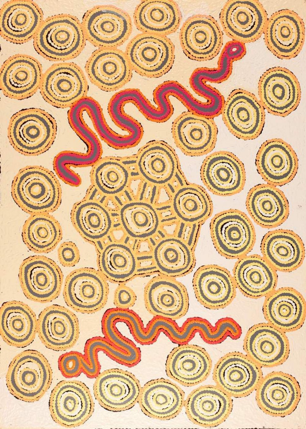 Warna Jukurrpa (Snake Dreaming) by Roschelle Nampijinpa Major