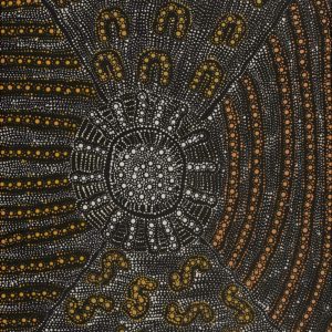 Lukarrara Jukurrpa (Desert Fringe-rush Seed Dreaming) by Hilda Nakamarra Rogers