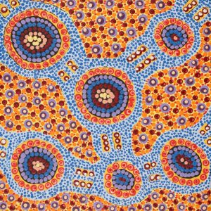 Lukarrara Jukurrpa (Desert Fringe-rush Seed Dreaming) by Jennifer Napaljarri Lewis