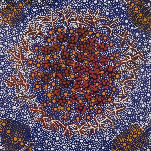 Lukarrara Jukurrpa (Desert Fringe-rush Seed Dreaming) by Hilda Nakamarra Rogers