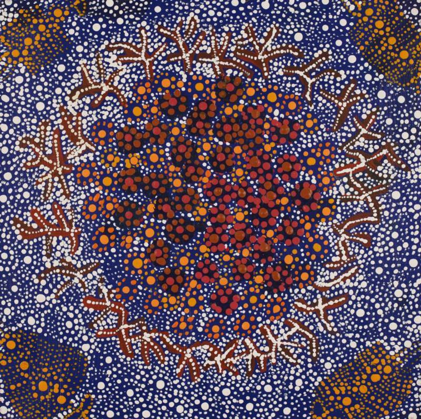 Lukarrara Jukurrpa (Desert Fringe-rush Seed Dreaming) by Hilda Nakamarra Rogers