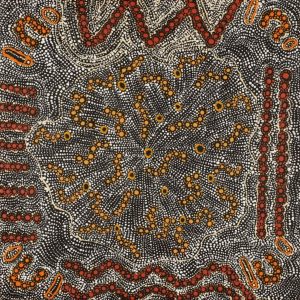 Lukarrara Jukurrpa (Desert Fringe-rush Seed Dreaming) by Hilda Nakamarra Rogers