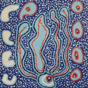 Ngalyipi Jukurrpa (Snakevine Dreaming) - Mina Mina by Steven Nagomarra