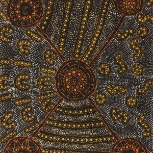 Lukarrara Jukurrpa (Desert Fringe-rush Seed Dreaming) by Hilda Nakamarra Rogers