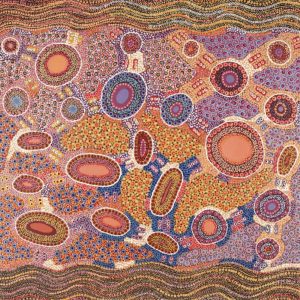 Lukarrara Jukurrpa (Desert Fringe-rush Seed Dreaming) by Jennifer Napaljarri Lewis