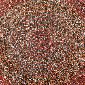 Lukarrara Jukurrpa (Desert Fringe-rush Seed Dreaming) by Delvina Nakamarra Brown