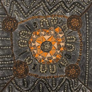 Lukarrara Jukurrpa (Desert Fringe-rush Seed Dreaming) by Hilda Nakamarra Rogers