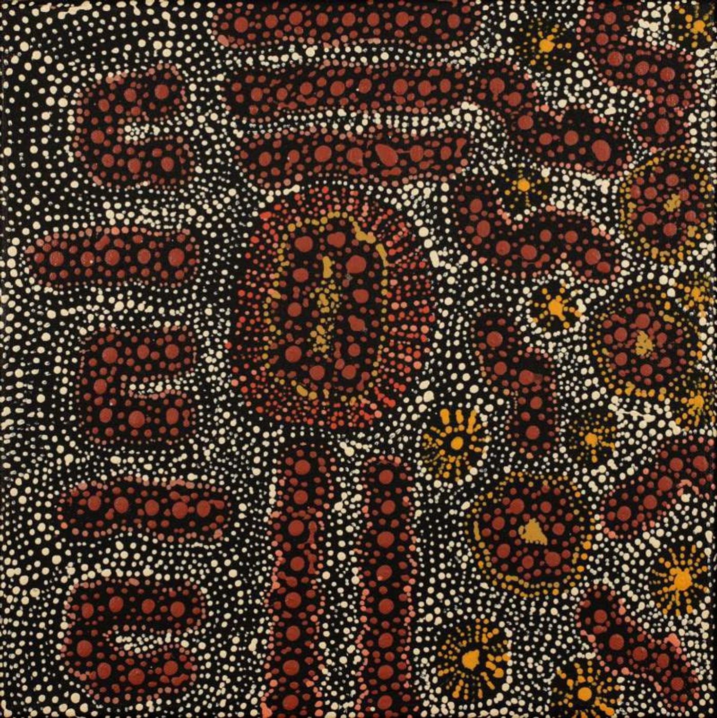 Lukarrara Jukurrpa (Desert Fringe-rush Seed Dreaming) by Hilda Nakamarra Rogers