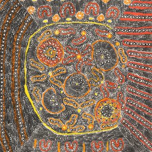 Lukarrara Jukurrpa (Desert Fringe-rush Seed Dreaming) by Hilda Nakamarra Rogers