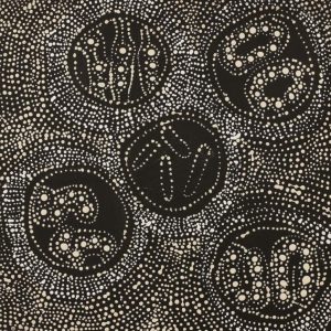 Lukarrara Jukurrpa (Desert Fringe-rush Seed Dreaming) by Hilda Nakamarra Rogers