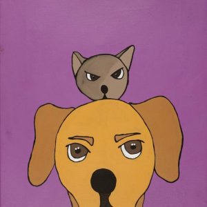 Jarntu kuja kalu nyinami Yurntumu-rla (Dogs that live in Yuendumu) by Senita Napangardi Granites
