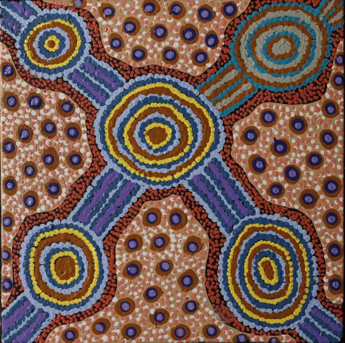Lukarrara Jukurrpa (Desert Fringe-rush Seed Dreaming) by Jennifer Napaljarri Lewis