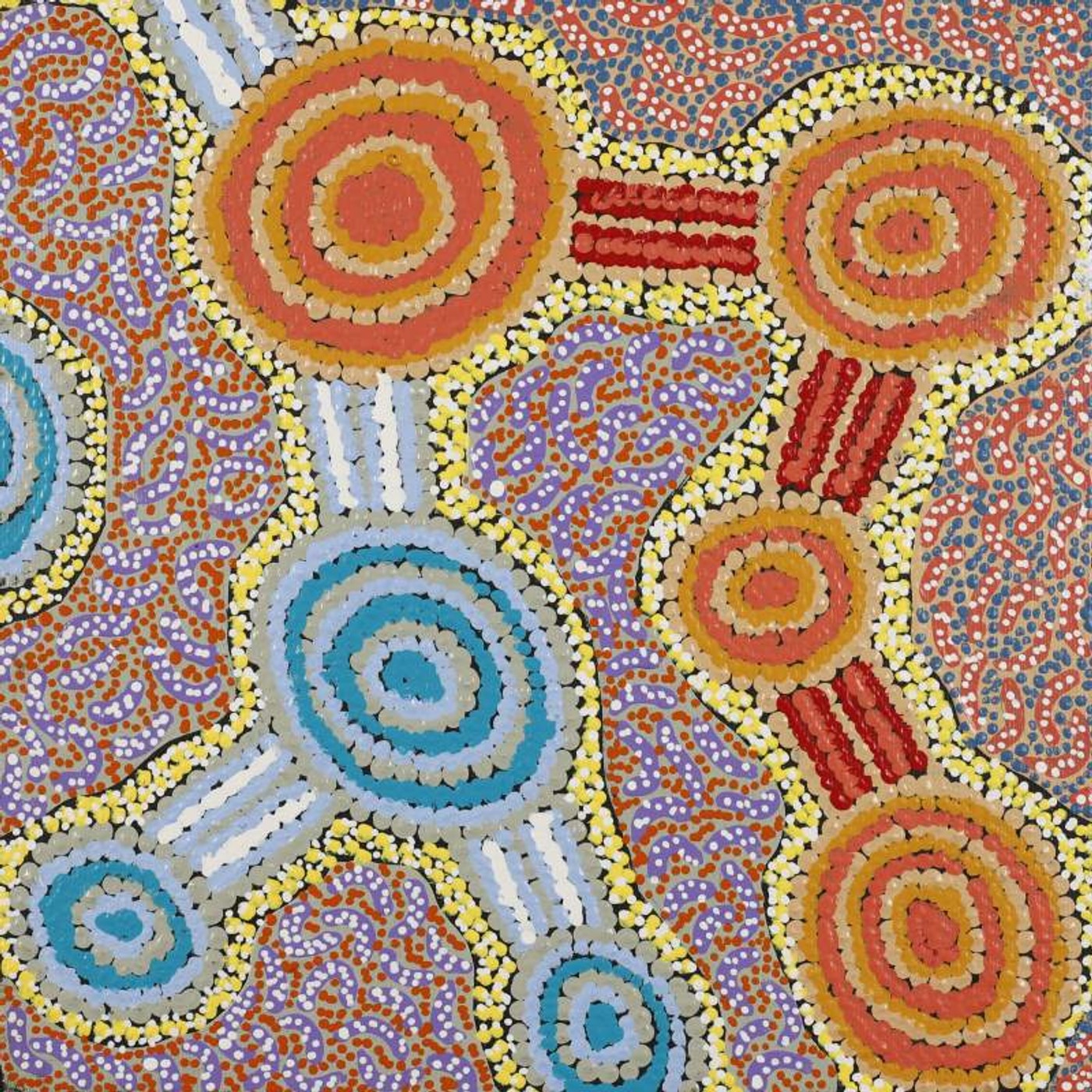 Lukarrara Jukurrpa (Desert Fringe-rush Seed Dreaming) by Jennifer Napaljarri Lewis