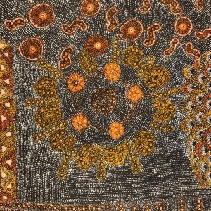 Lukarrara Jukurrpa (Desert Fringe-rush Seed Dreaming) by Hilda Nakamarra Rogers