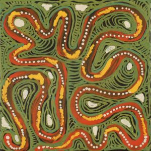 Lukarrara Jukurrpa (Desert Fringe-rush Seed Dreaming) by Warlukurlangu Artists