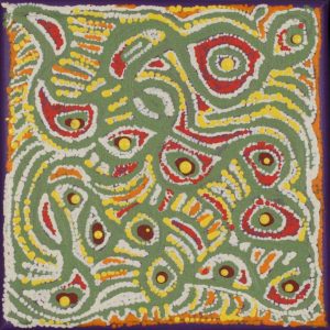 Lukarrara Jukurrpa (Desert Fringe-rush Seed Dreaming) by Warlukurlangu Artists