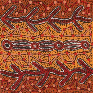 Warlukurlangu Jukurrpa (Fire country Dreaming) by Theo (Faye) Nangala Hudson