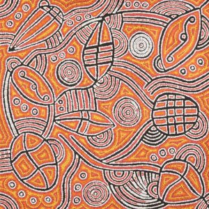 Lukarrara Jukurrpa (Desert Fringe-rush Seed Dreaming) by Gisella Napaljarri Dickson