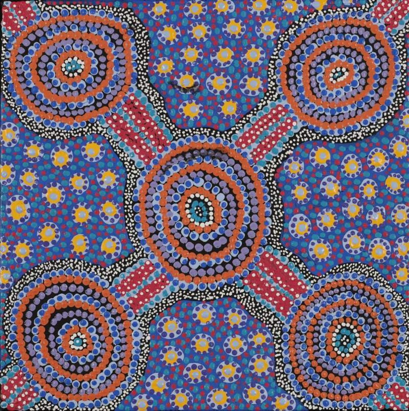 Lukarrara Jukurrpa (Desert Fringe-rush Seed Dreaming) by Jennifer Napaljarri Lewis