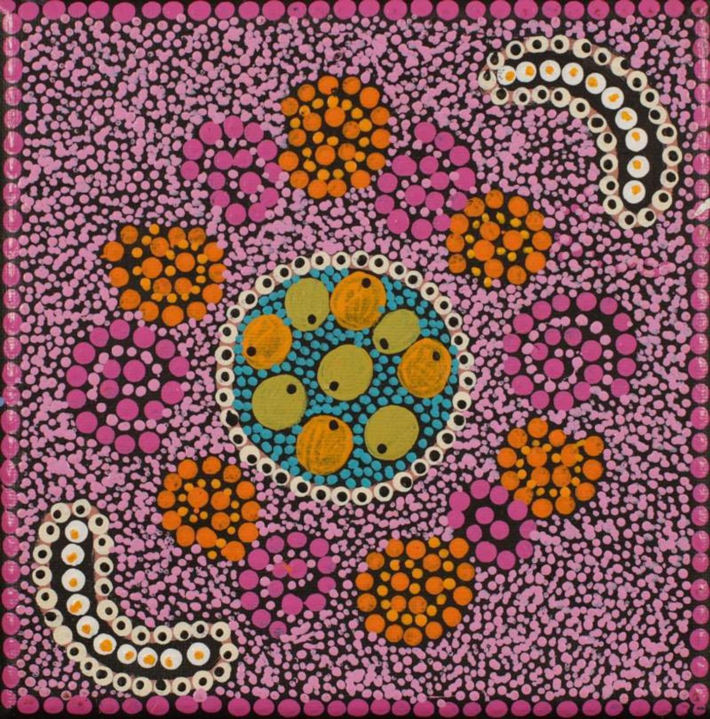 Wanakiji Jukurrpa (Bush Tomato Dreaming) by Warlukurlangu Artists