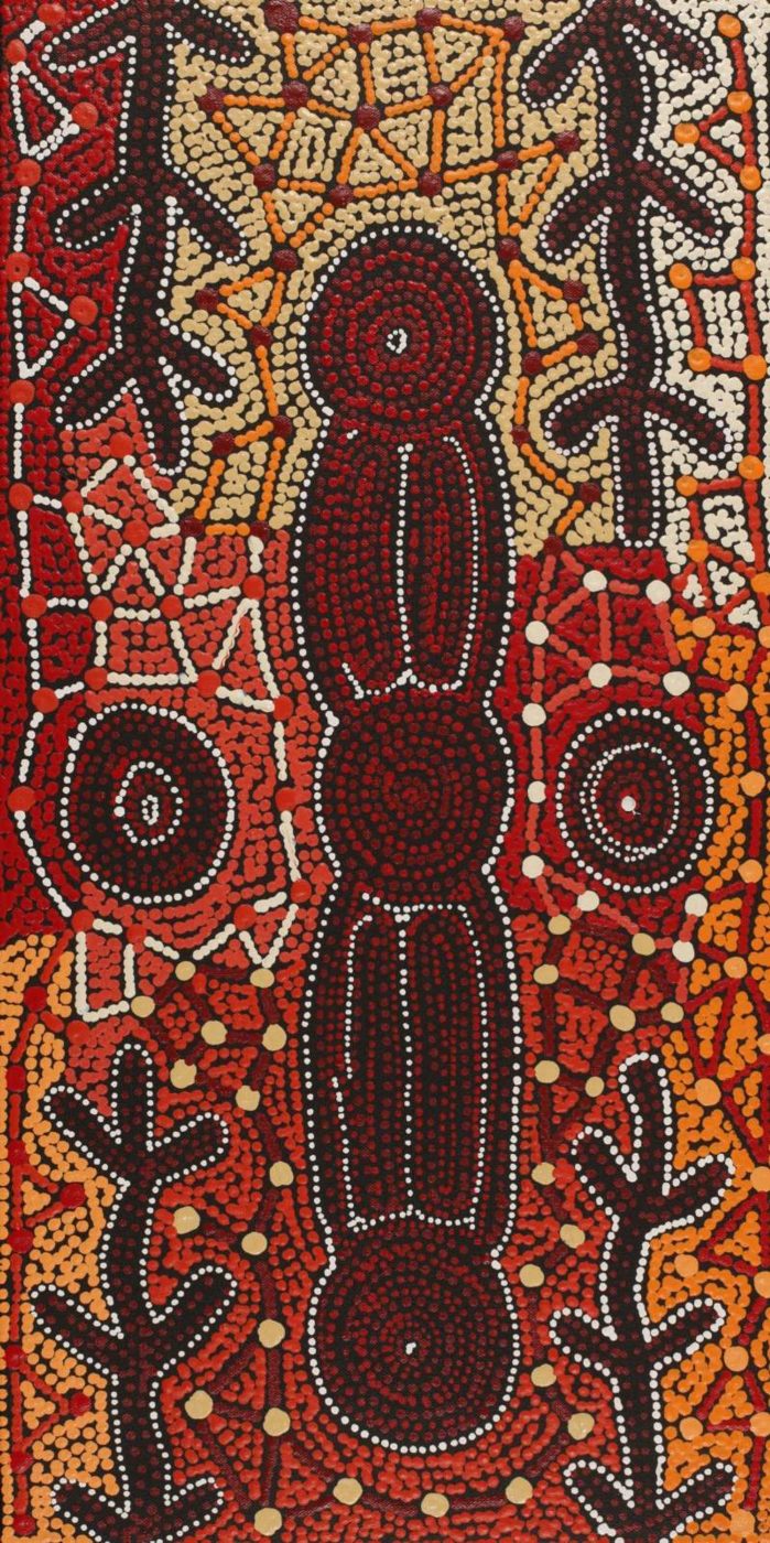Warlukurlangu Jukurrpa (Fire country Dreaming) by Theo (Faye) Nangala Hudson