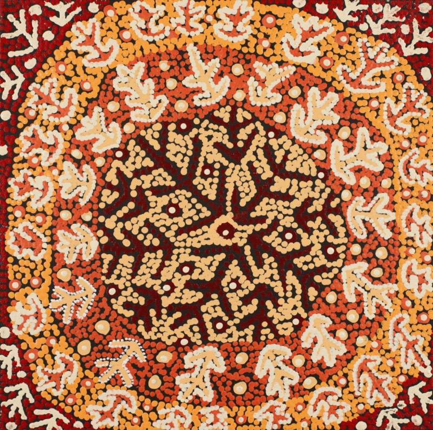 Warlukurlangu Jukurrpa (Fire country Dreaming) by Theo (Faye) Nangala Hudson