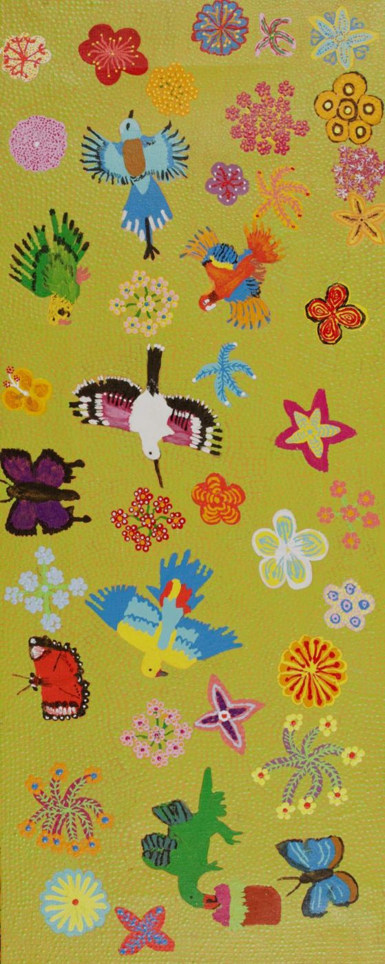 Jurlpu kuja kalu nyinami Yurntumu-wana (Birds that live around Yuendumu) by Julie Napaljarri Kitson