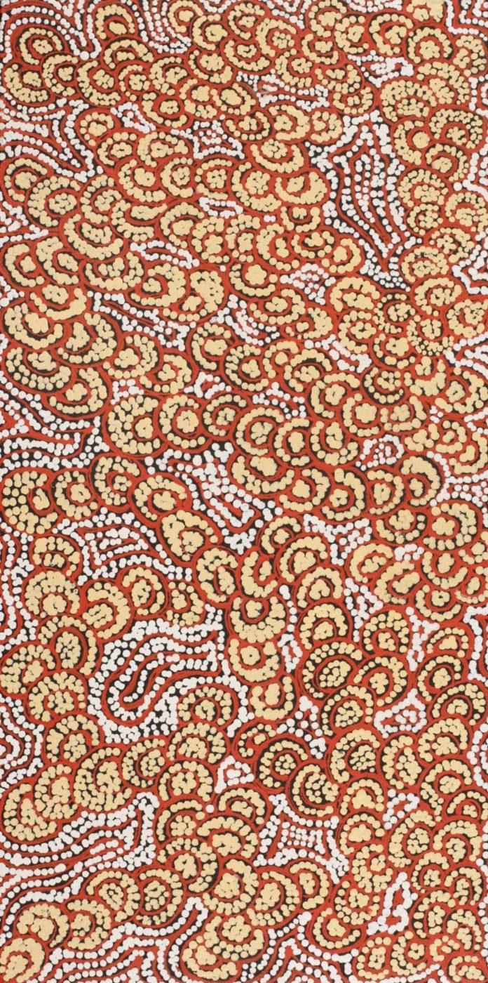 Lukarrara Jukurrpa (Desert Fringe-rush Seed Dreaming) by Melinda Napurrurla Wilson