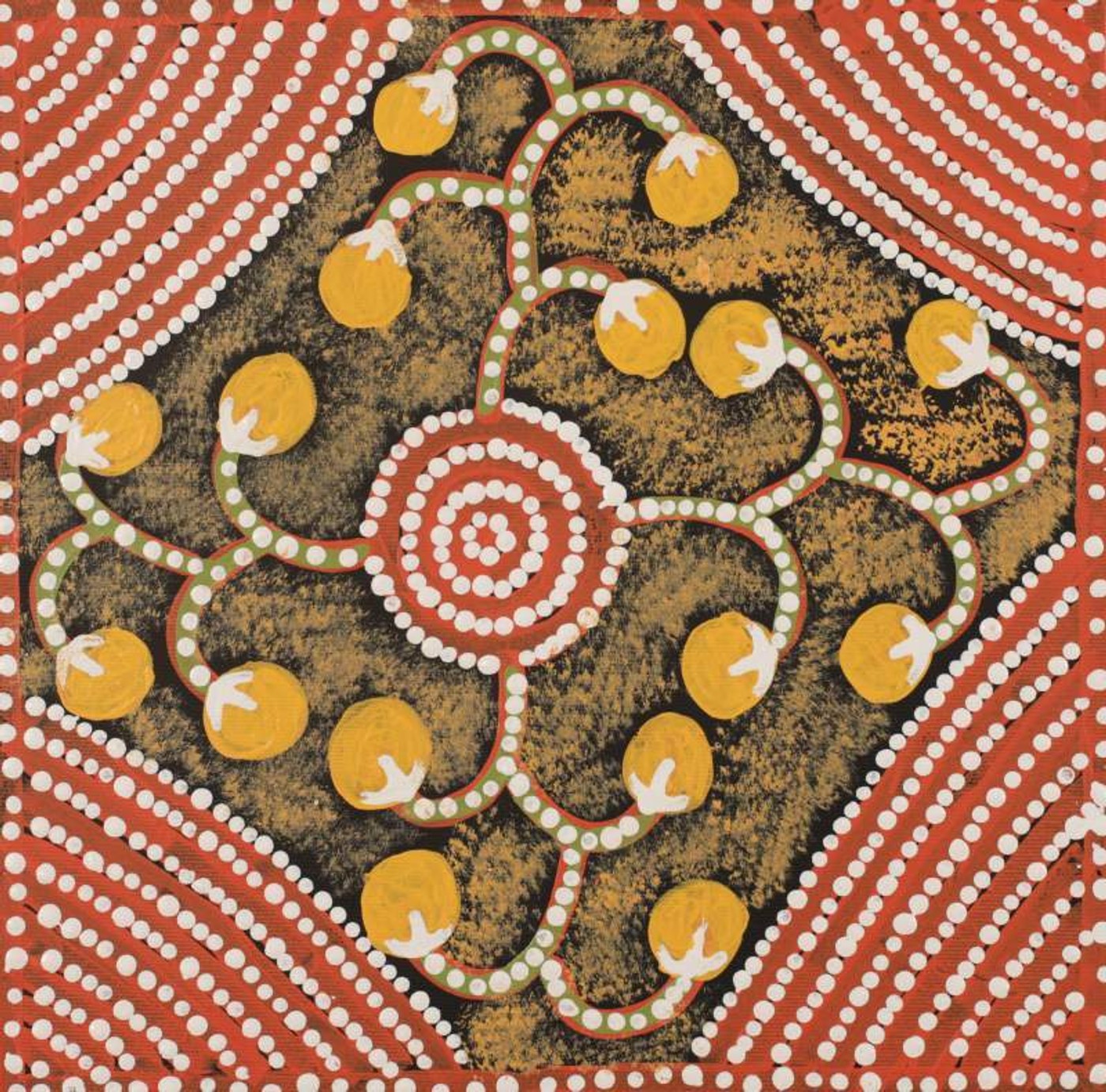 Wanakiji Jukurrpa (Bush Tomato Dreaming) by Jereline Nungarrayi Brown