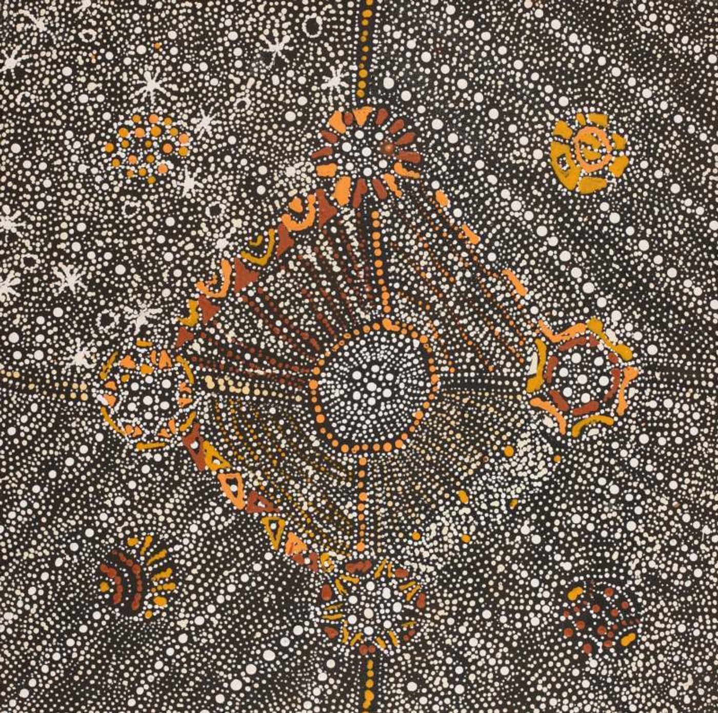 Lukarrara Jukurrpa (Desert Fringe-rush Seed Dreaming) by Hilda Nakamarra Rogers