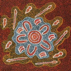 Jajirrdi manu Janganpa Jukurrpa (Western Quoll & Possum Dreaming) - Yakurdyi by Ritasha Nampijinpa Martin