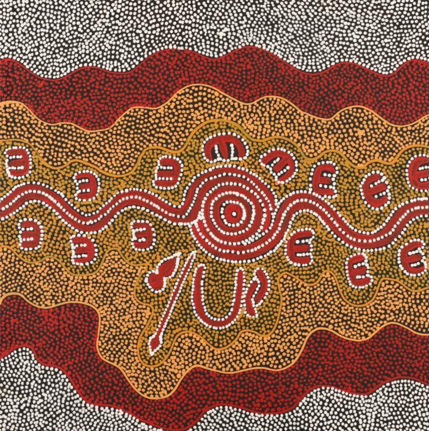 Jajirrdi manu Janganpa Jukurrpa (Western Quoll & Possum Dreaming) - Yakurdyi by Ritasha Nampijinpa Martin