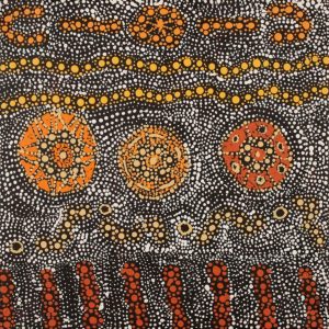 Lukarrara Jukurrpa (Desert Fringe-rush Seed Dreaming) by Hilda Nakamarra Rogers