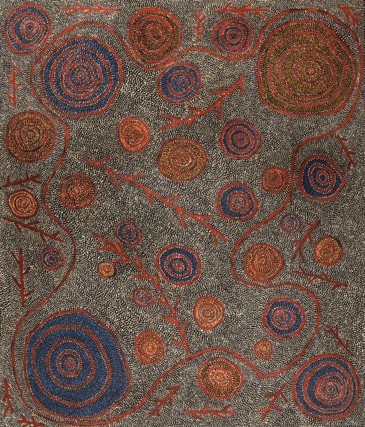 Jungunpa Jukurrpa (Spinifex Hopping Mouse Dreaming) by Nigel Japanangka Marshall