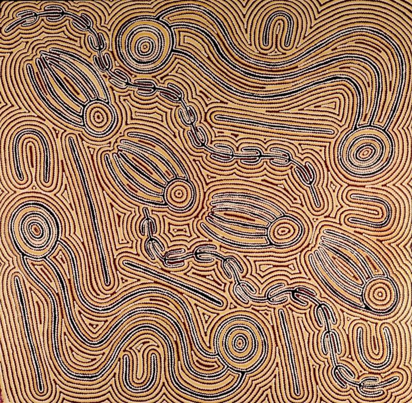 Majardi Jukurrpa (Hairstring Belt/Skirt or Tassel Dreaming) - Mina Mina by Madeleine Napangardi Dixon