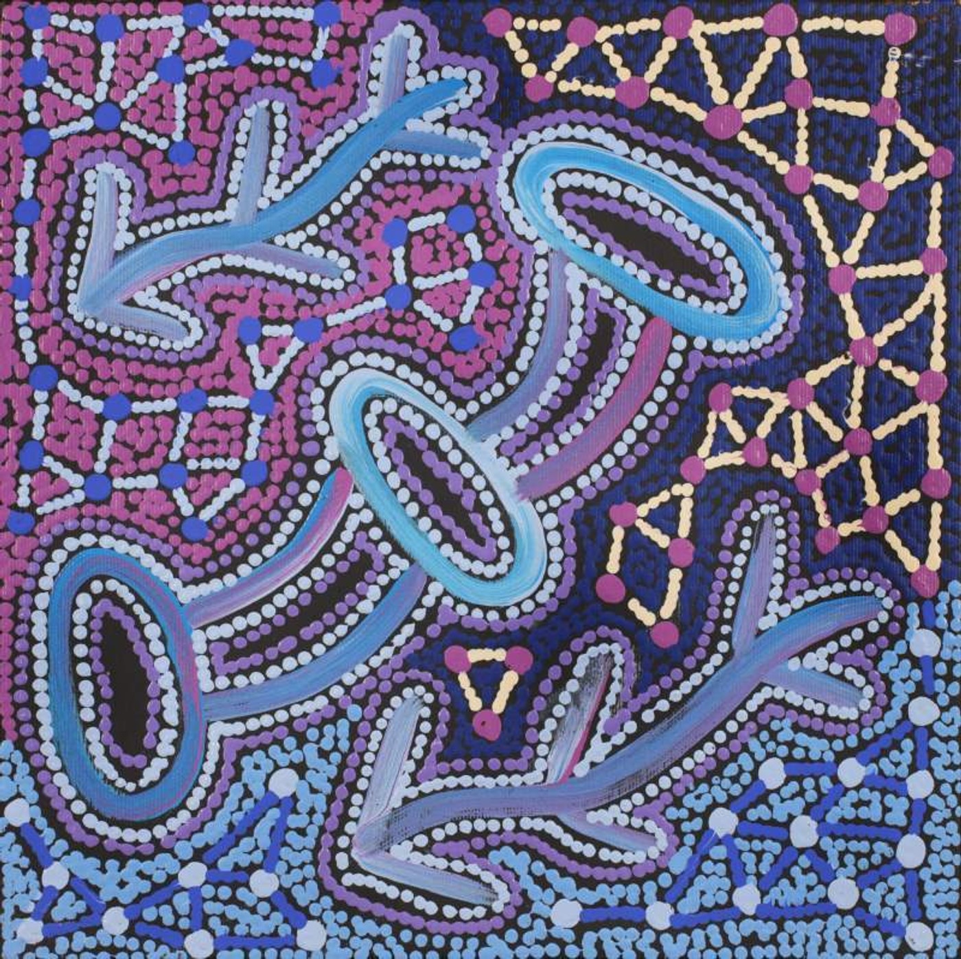 Warlukurlangu Jukurrpa (Fire country Dreaming) by Theo (Faye) Nangala Hudson