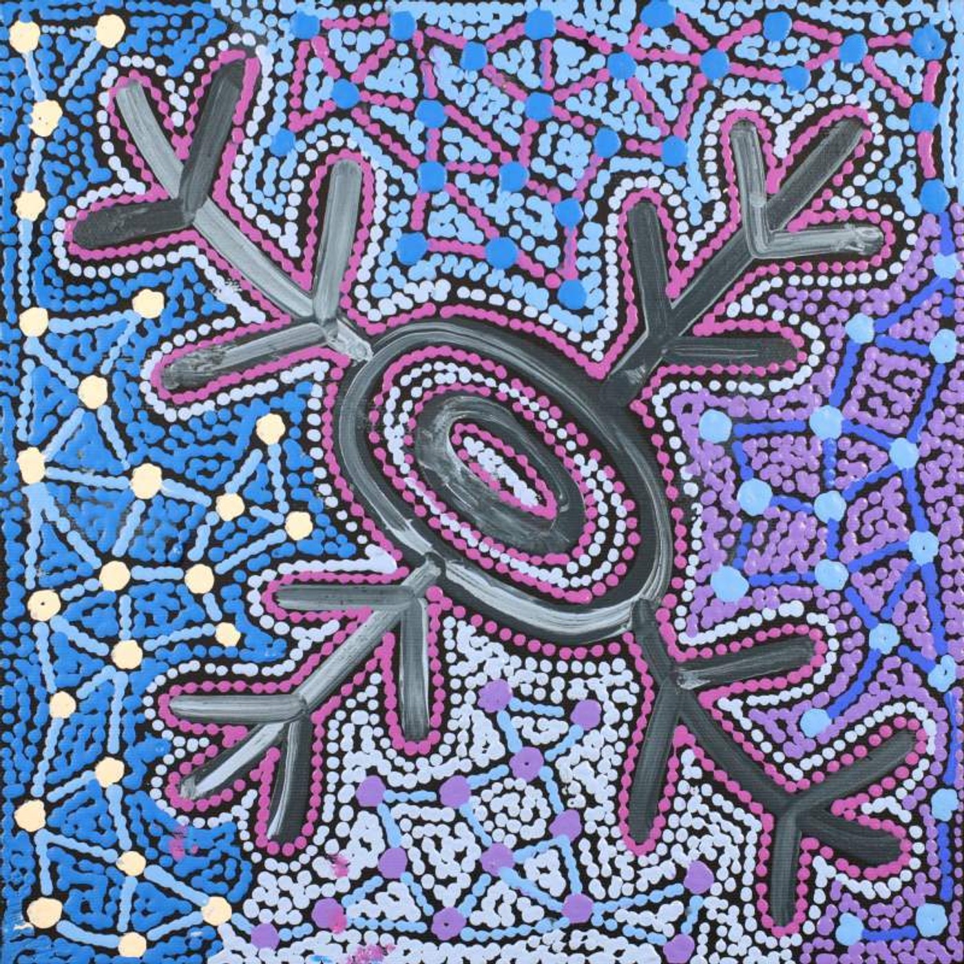 Warlukurlangu Jukurrpa (Fire country Dreaming) by Theo (Faye) Nangala Hudson