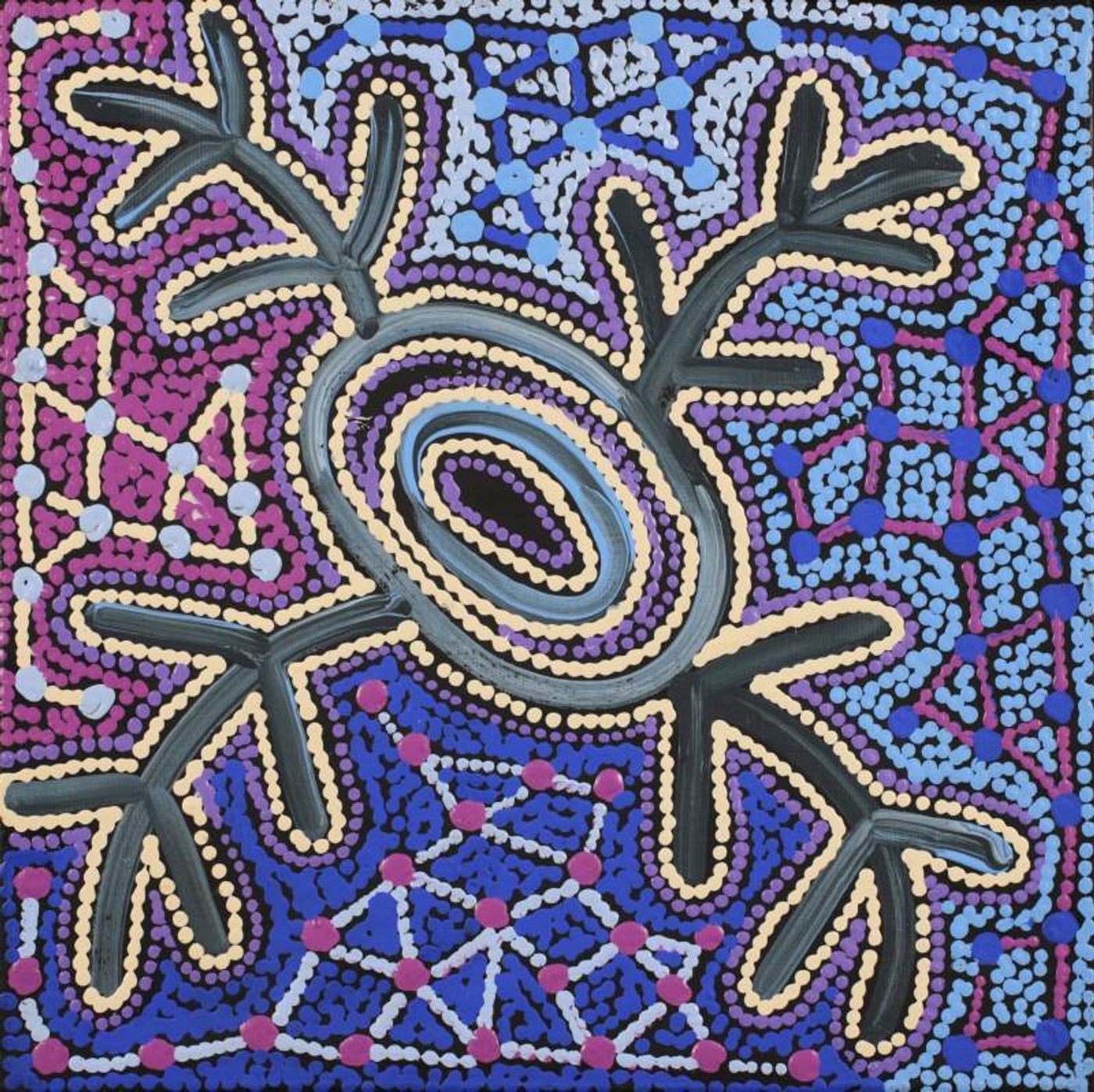 Warlukurlangu Jukurrpa (Fire country Dreaming) by Theo (Faye) Nangala Hudson