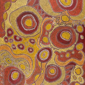 Lukarrara Jukurrpa (Desert Fringe-rush Seed Dreaming) by Margarina Napanangka Miller