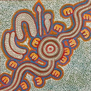 Jajirrdi manu Janganpa Jukurrpa (Western Quoll & Possum Dreaming) - Yakurdyi by Ritasha Nampijinpa Martin