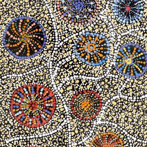Lukarrara Jukurrpa (Desert Fringe-rush Seed Dreaming) by Julie Napurrurla Gordon