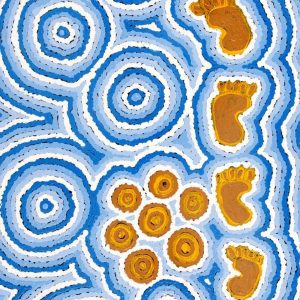 Lukarrara Jukurrpa (Desert Fringe-rush Seed Dreaming) by Damaris Nakamarra Gordon