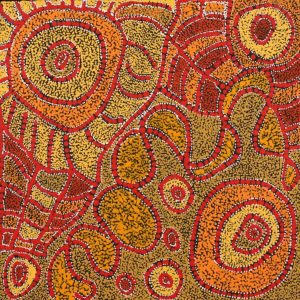 Lukarrara Jukurrpa (Desert Fringe-rush Seed Dreaming) by Margarina Napanangka Miller